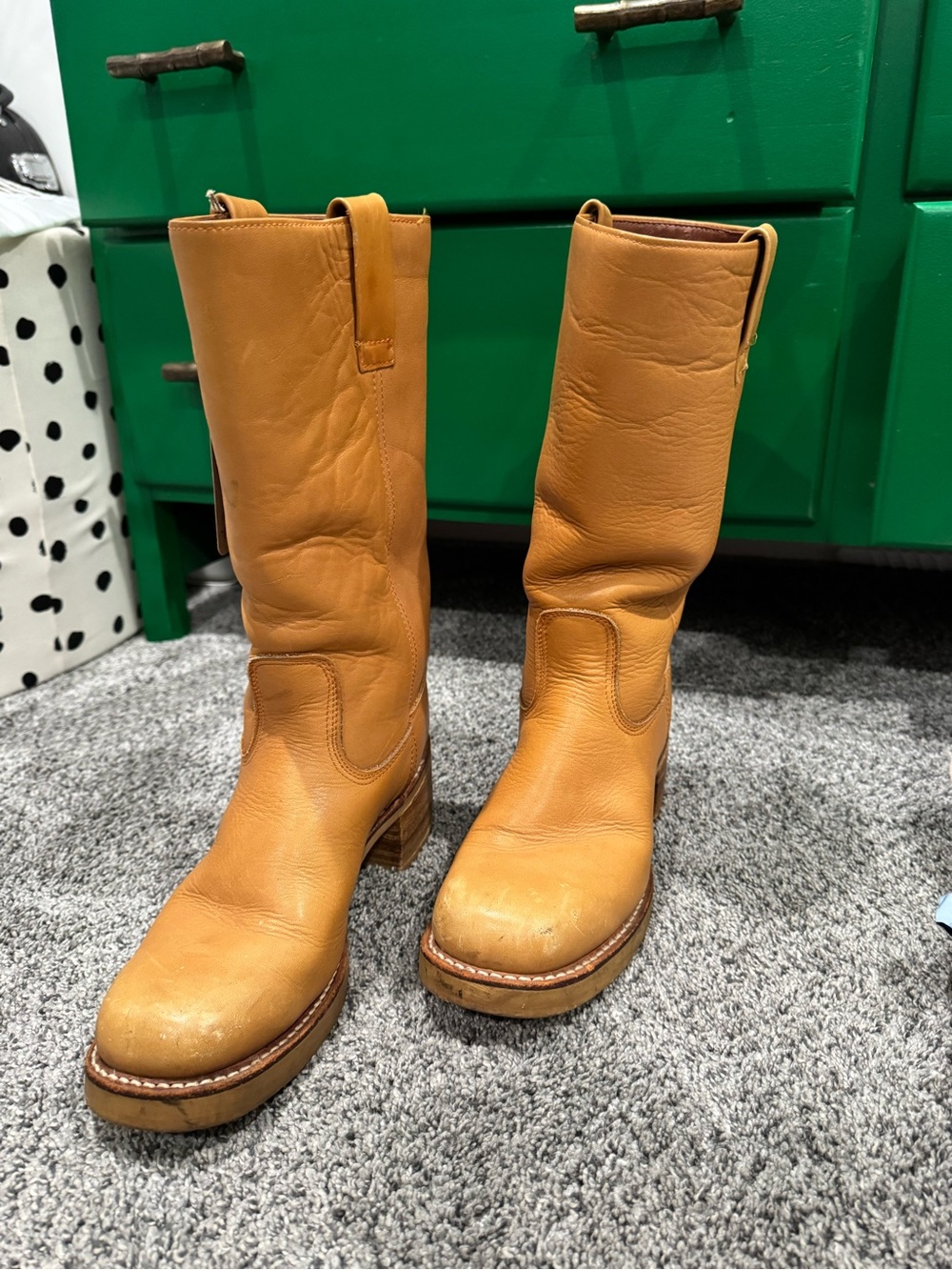 Women’s Saddle Tan Leather Mid-Calf Boots - Picture 4 of 5